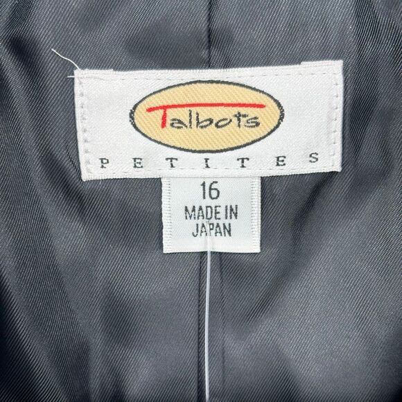 Talbots Women’s Blazer Black White Tweed 100% Wool 2-Button Jacket Size 16P NWT - Picture 2 of 9